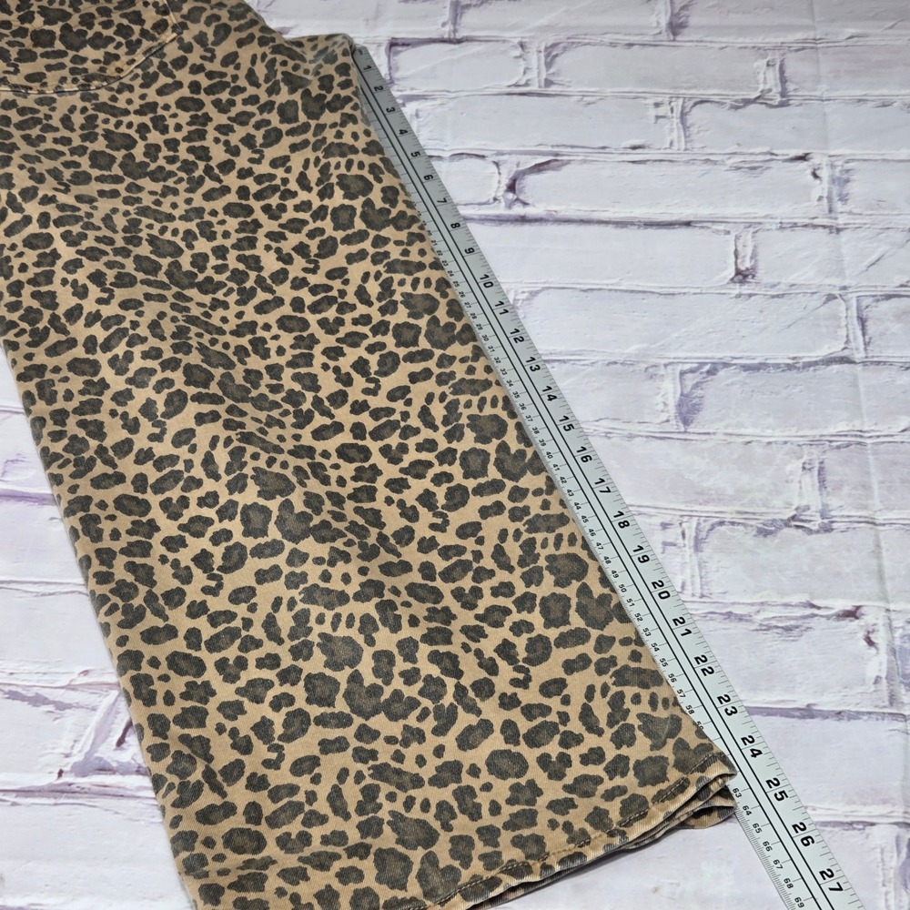 American Eagle Jeans Tan Leopard Wide Leg Animal Print Women Size 12 Regular - Picture 14 of 16